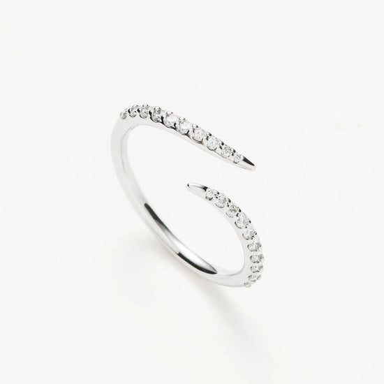 Solid Gold Open Claw Ring | 9k White Gold/Diamond Rings Missoma 