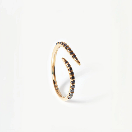 Solid Gold Open Claw Ring | 9k Yellow Gold/Black Diamond Rings Missoma 