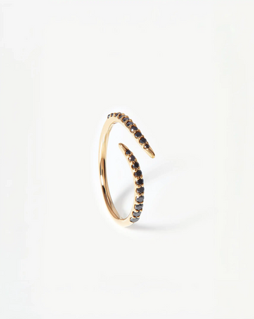 Solid Gold Open Claw Ring | 9k Yellow Gold/Black Diamond Rings Missoma 