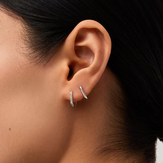 Solid Gold Ovate Mini Hoop Earrings | 9k White Gold Earrings Missoma 