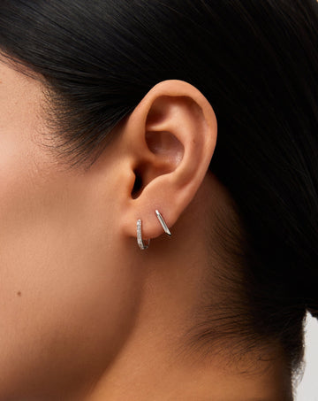 Solid Gold Ovate Mini Hoop Earrings | 9k White Gold Earrings Missoma 