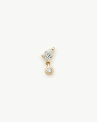 Solid Gold Pear Diamond Charm Flat Back Stud Earring | 9k Solid Gold Earrings Missoma 