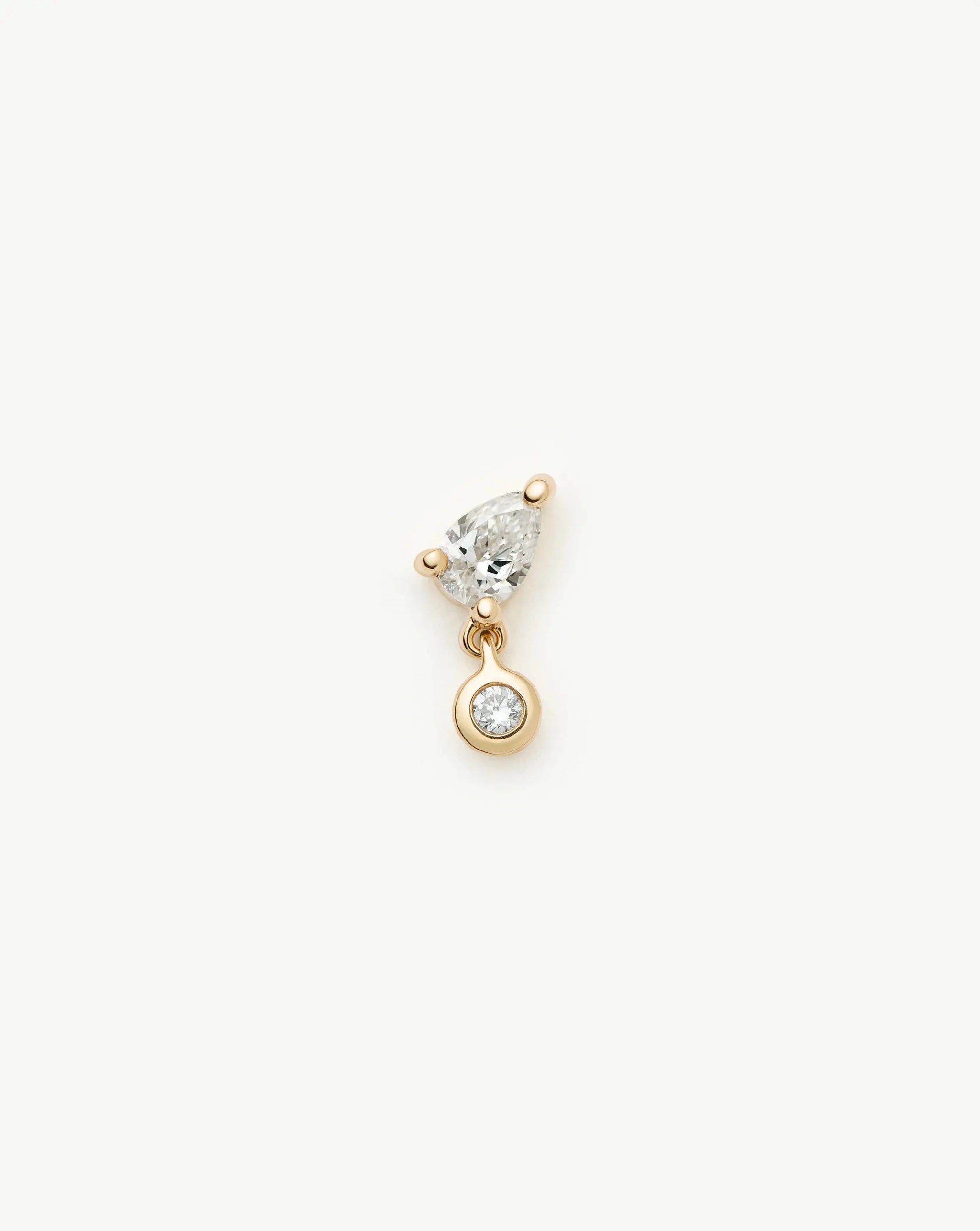 Solid Gold Pear Diamond Charm Flat Back Stud Earring | 9k Solid Gold Earrings Missoma 