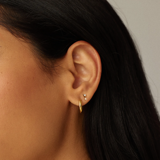 Solid Gold Pear Diamond Charm Flat Back Stud Earring | 9k Solid Gold Earrings Missoma 