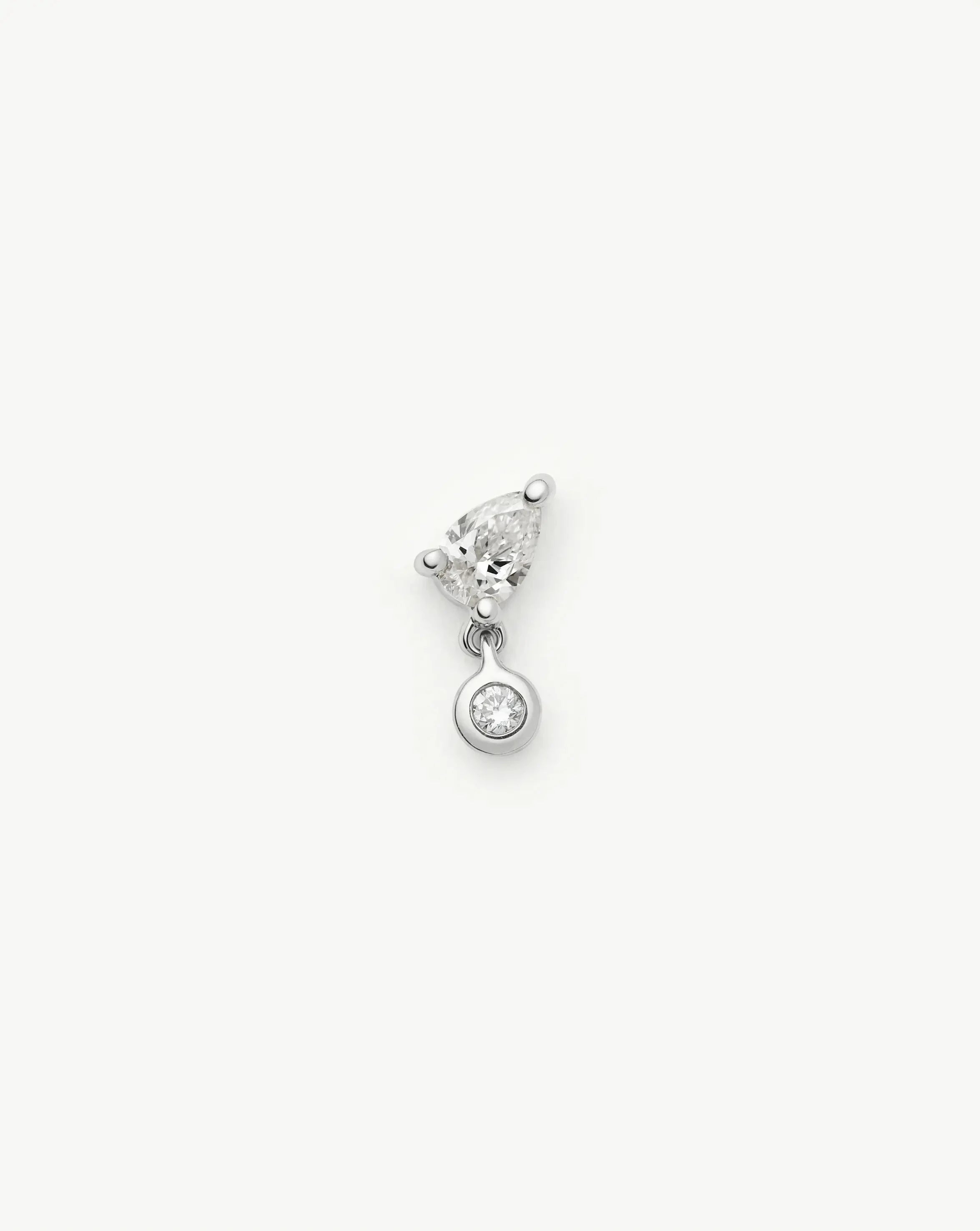 Solid Gold Pear Diamond Charm Flat Back Stud Earring | 9k Solid White Gold Earrings Missoma 