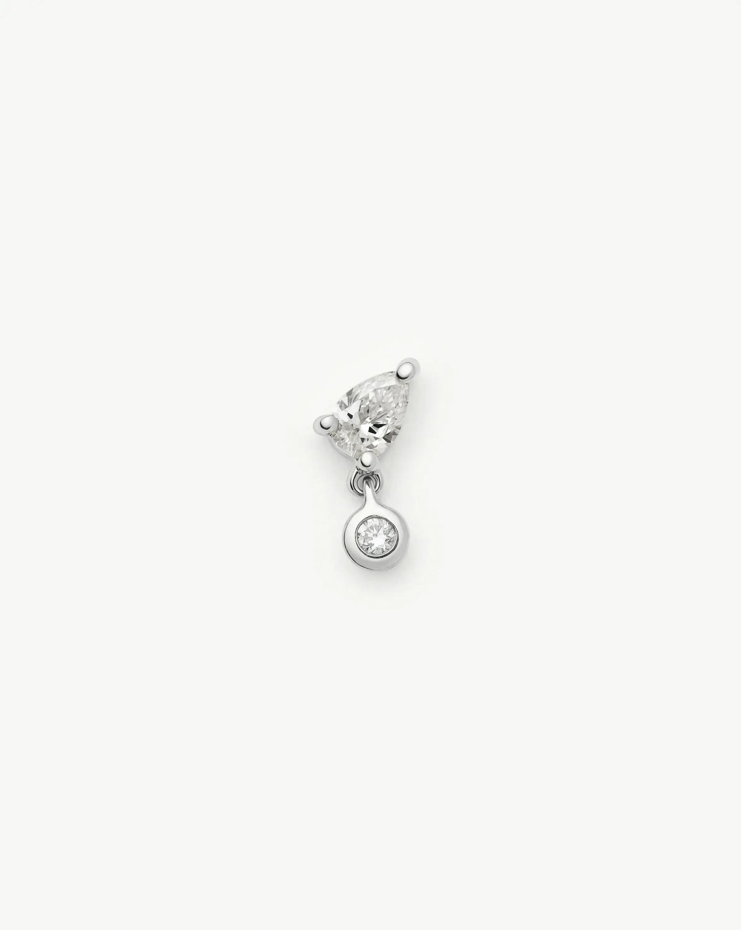 Solid Gold Pear Diamond Charm Flat Back Stud Earring | 9k Solid White Gold Earrings Missoma 