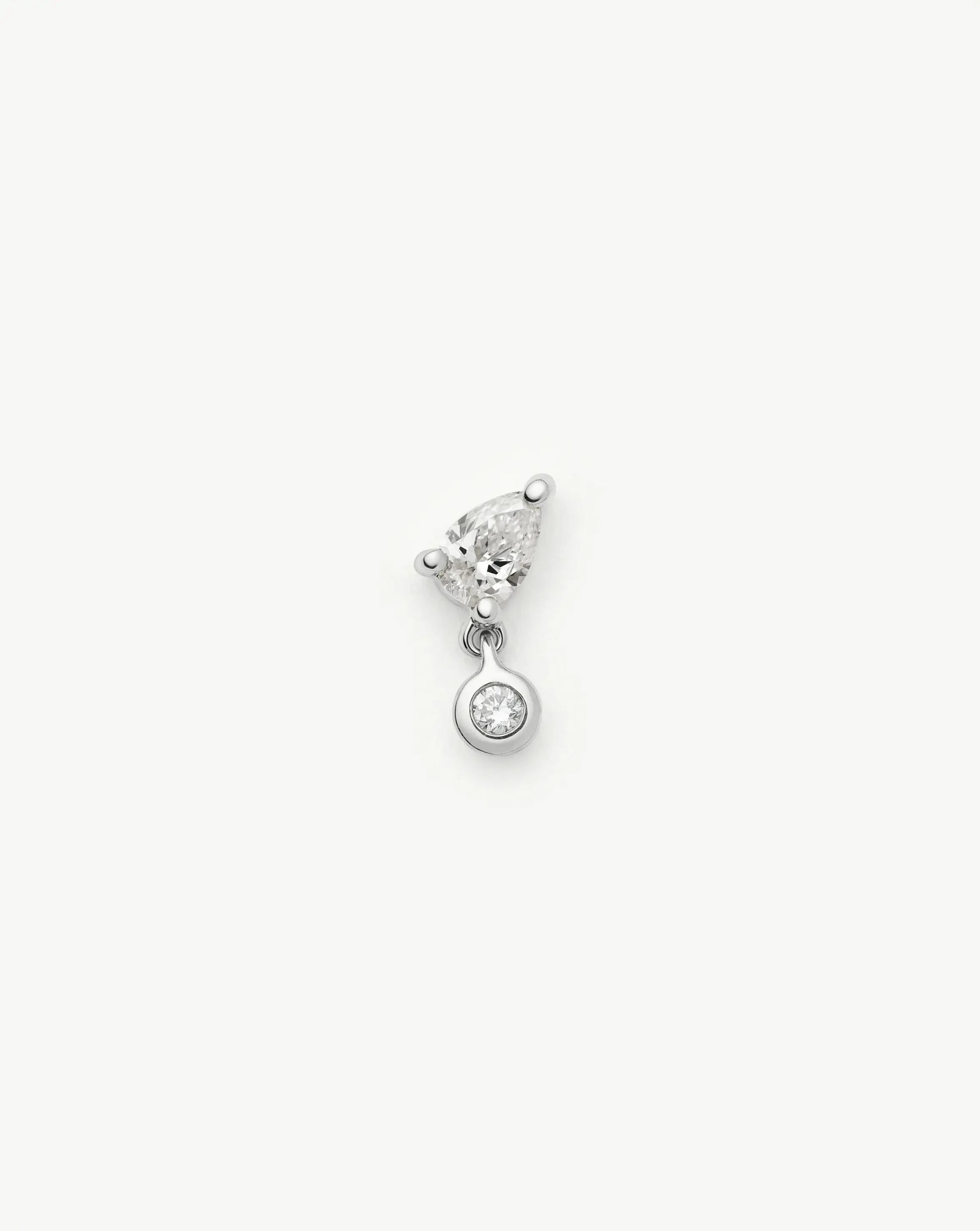 Solid Gold Pear Diamond Charm Flat Back Stud Earring | 9k Solid White Gold Earrings Missoma 