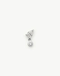 Solid Gold Pear Diamond Charm Flat Back Stud Earring | 9k Solid White Gold Earrings Missoma 