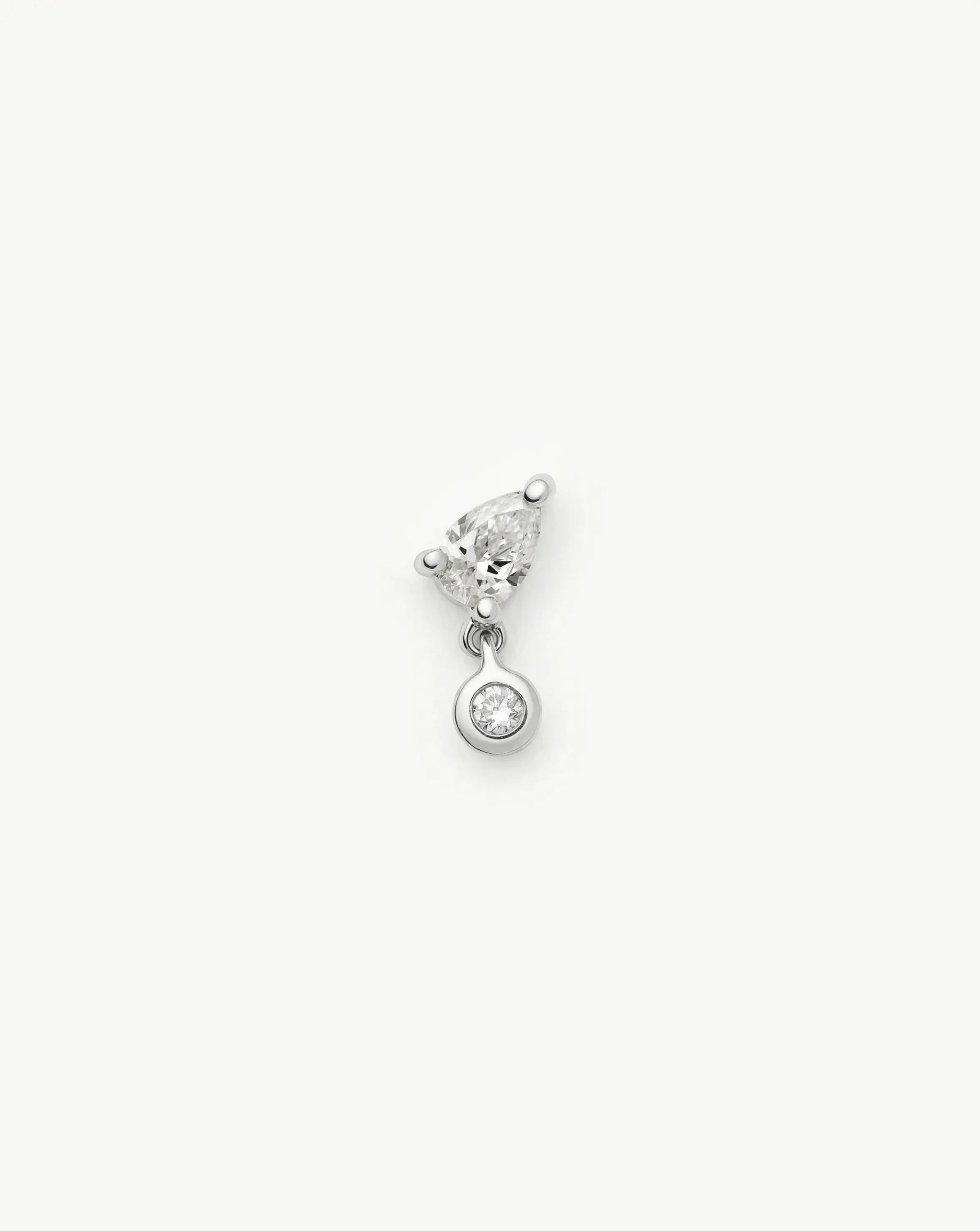 Solid Gold Pear Diamond Charm Flat Back Stud Earring | 9k Solid White Gold Earrings Missoma 
