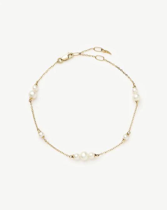 Solid Gold Pearl Chain Bracelet | 14k Solid Gold/Pearl Bracelets Missoma 