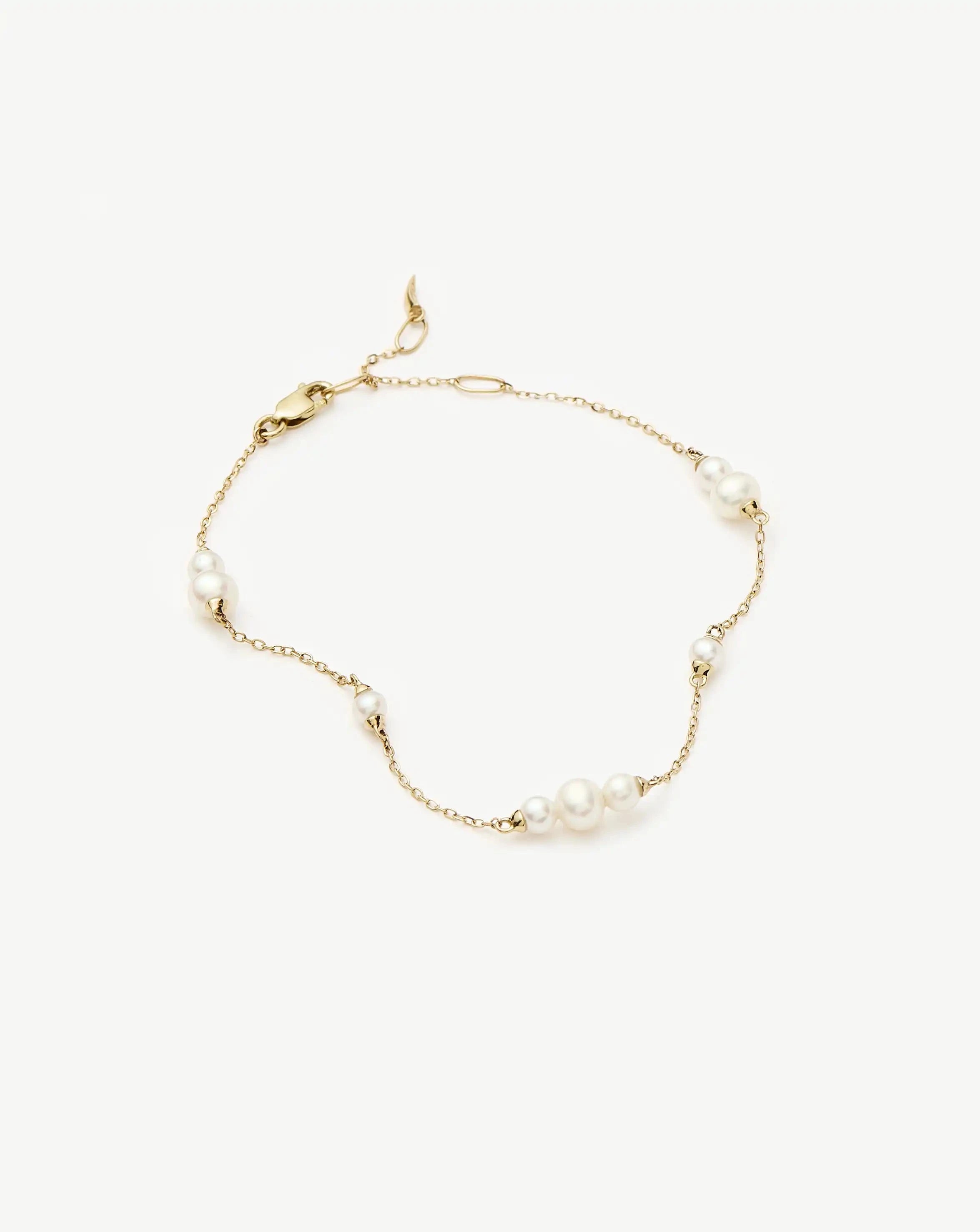 Solid Gold Pearl Chain Bracelet | 14k Solid Gold/Pearl Bracelets Missoma 