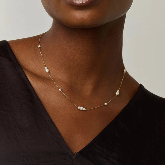 Solid Gold Pearl Chain Necklace | 14k Solid Gold/Pearl Necklaces Missoma 