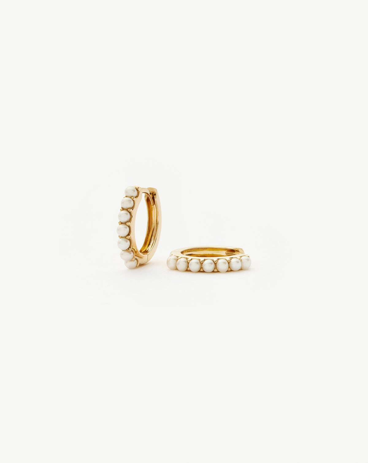 Solid Gold Pearl Huggies Earrings Missoma 