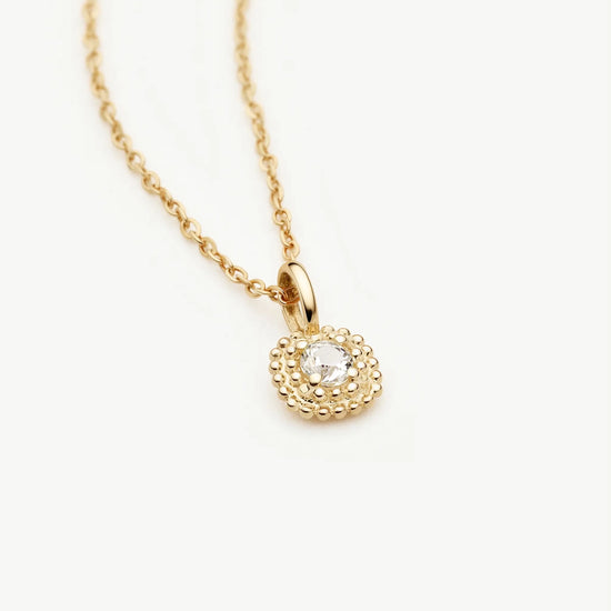 Solid Gold Sapphire Baya Pendant Necklace | 9k Solid Yellow Gold/Lab Grown White Sapphire Necklaces Missoma 
