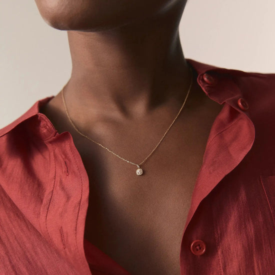 Solid Gold Sapphire Baya Pendant Necklace | 9k Solid Yellow Gold/Lab Grown White Sapphire Necklaces Missoma 
