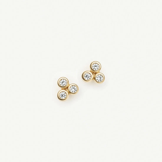 Solid Gold Sapphire Trio Stud Earrings | 9k Solid Yellow Gold/Cubic Zirconia Earrings Missoma 