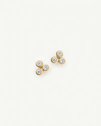 Solid Gold Sapphire Trio Stud Earrings | 9k Solid Yellow Gold/Cubic Zirconia Earrings Missoma 