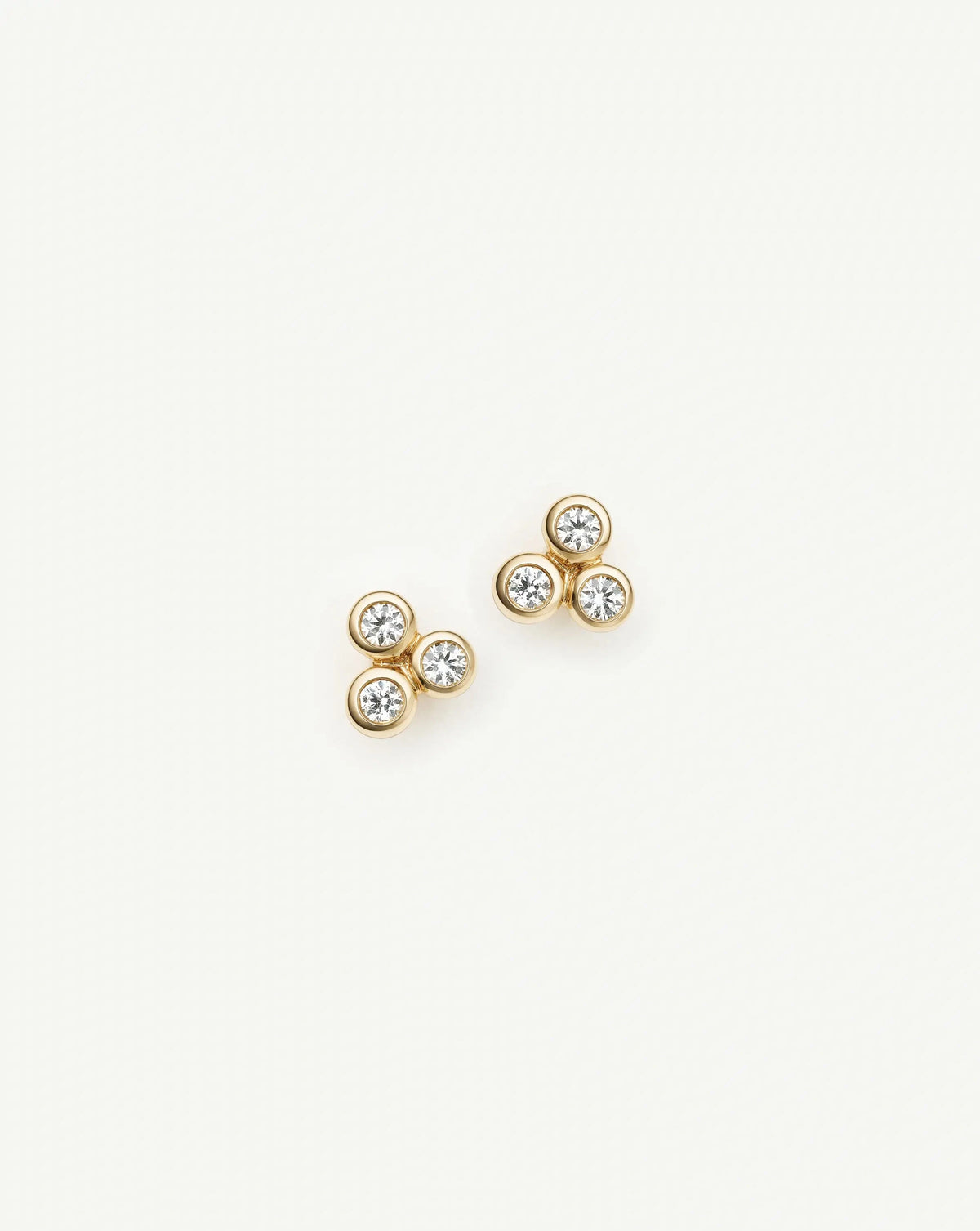 Solid Gold Sapphire Trio Stud Earrings | 9k Solid Yellow Gold/Cubic Zirconia Earrings Missoma 