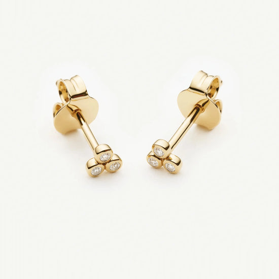 Solid Gold Sapphire Trio Stud Earrings | 9k Solid Yellow Gold/Cubic Zirconia Earrings Missoma 