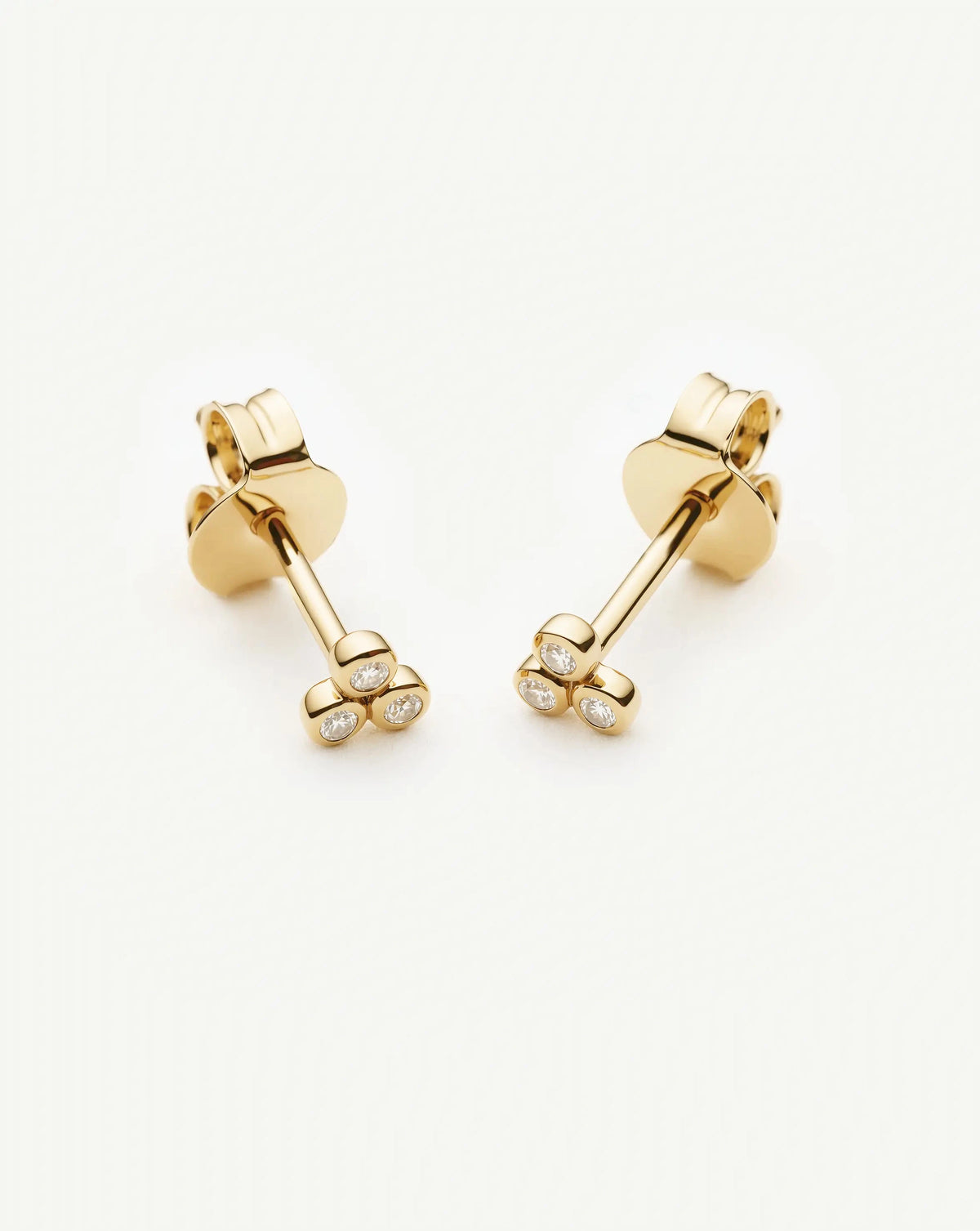 Solid Gold Sapphire Trio Stud Earrings | 9k Solid Yellow Gold/Cubic Zirconia Earrings Missoma 