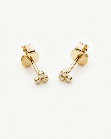 Solid Gold Sapphire Trio Stud Earrings | 9k Solid Yellow Gold/Cubic Zirconia Earrings Missoma 