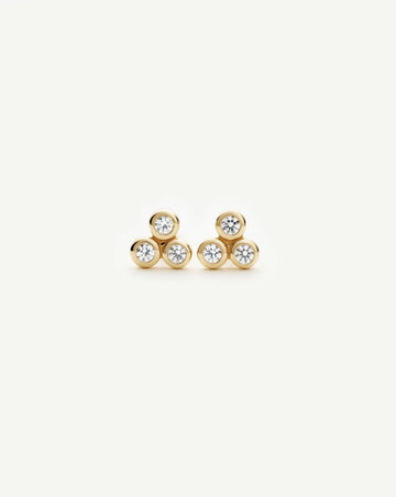 Solid Gold Sapphire Trio Stud Earrings | 9k Solid Yellow Gold/Cubic Zirconia Earrings Missoma 
