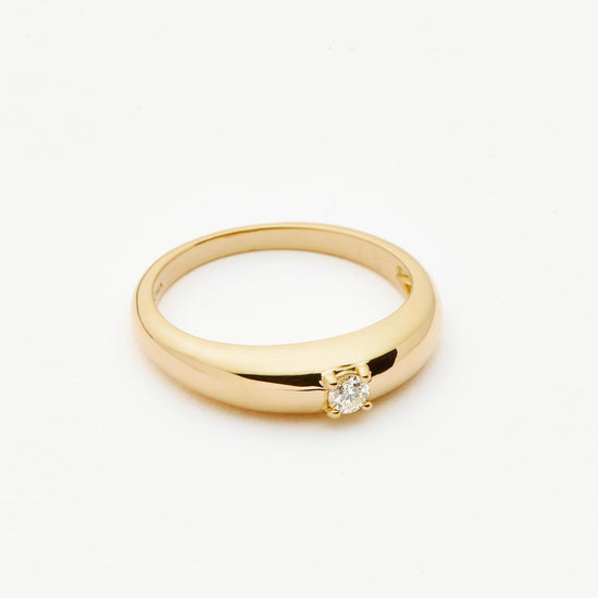 Solid Gold Single Diamond Classic Dome Ring | 9k Yellow Gold/Diamond Rings Missoma 