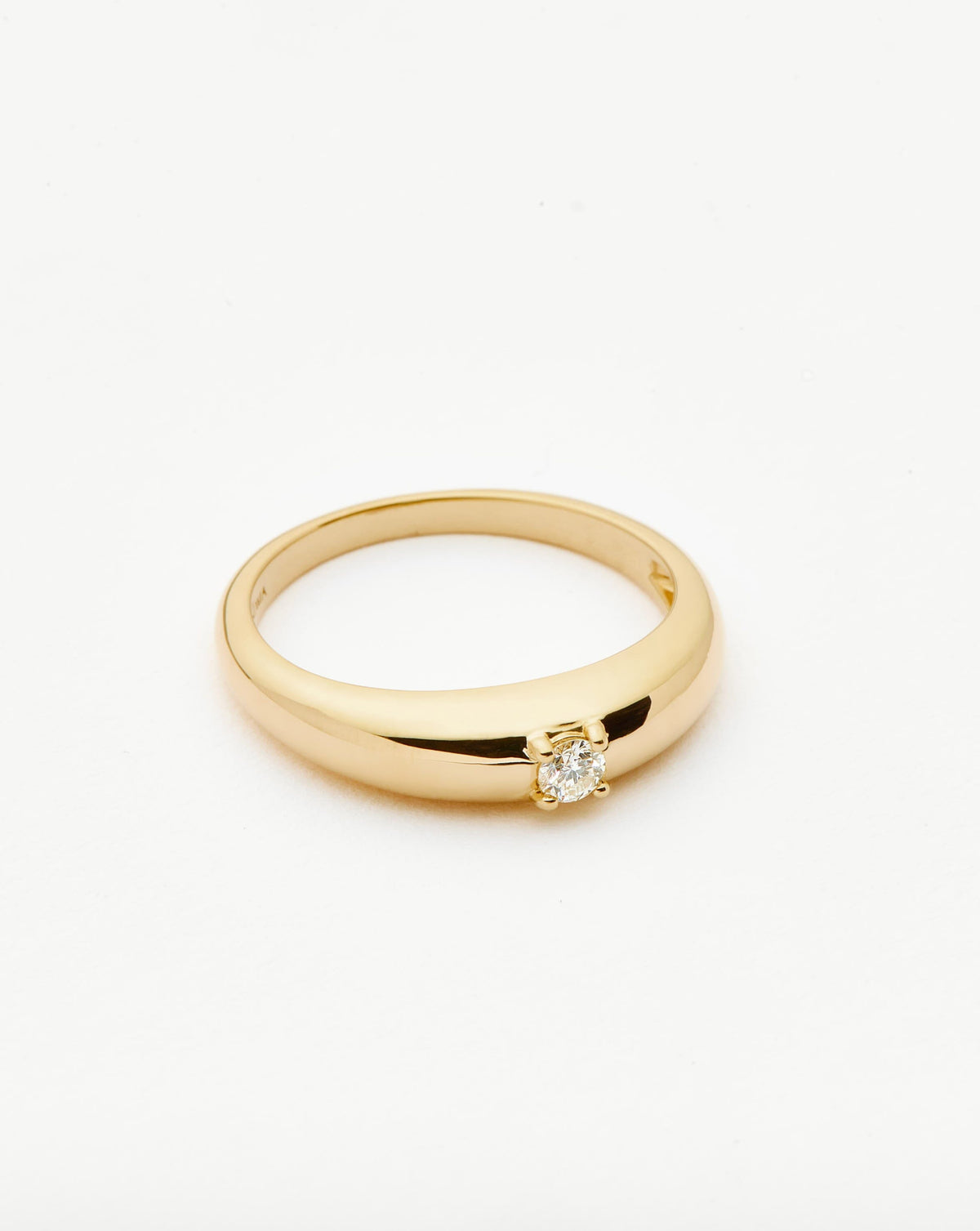 Solid Gold Single Diamond Classic Dome Ring | 9k Yellow Gold/Diamond Rings Missoma 