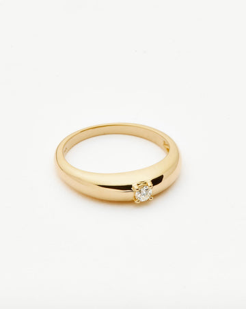Solid Gold Single Diamond Classic Dome Ring | 9k Yellow Gold/Diamond Rings Missoma 