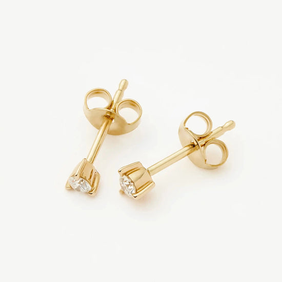 Solid Gold Small Solitaire Diamond Stud Earrings | 9k Yellow Gold Earrings Missoma 