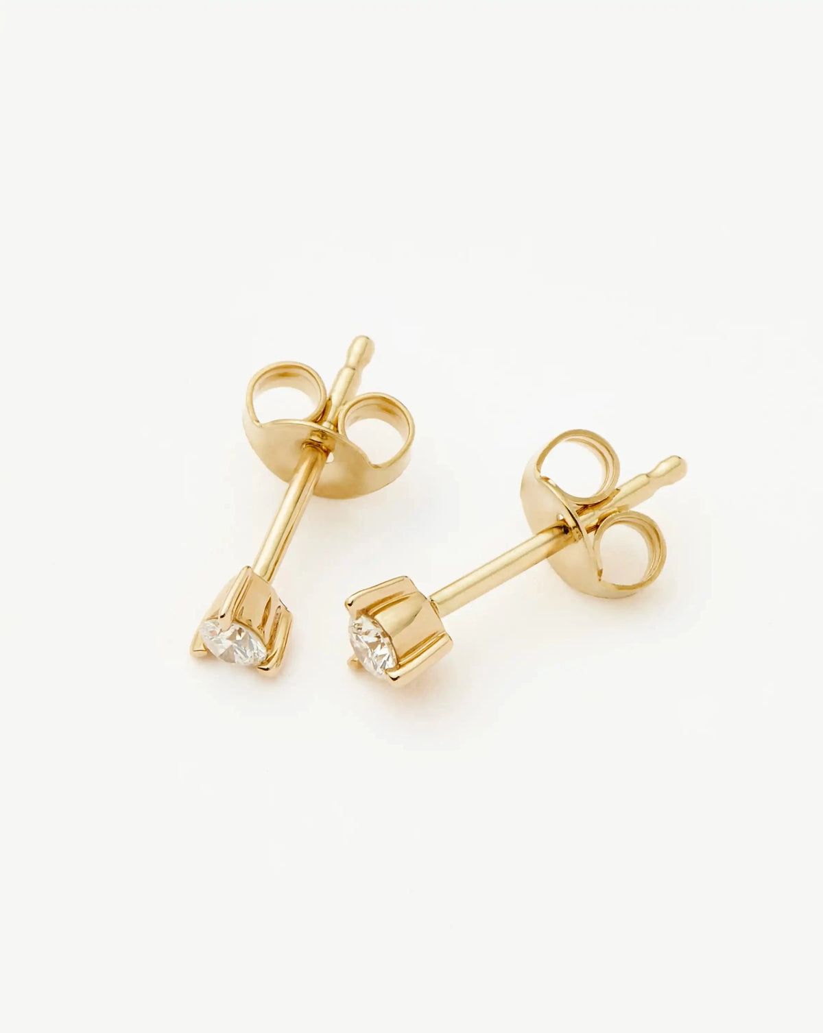 Solid Gold Small Solitaire Diamond Stud Earrings | 9k Yellow Gold Earrings Missoma 