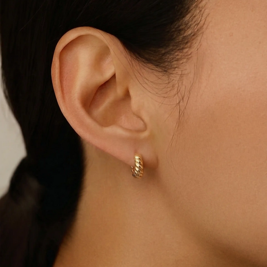 Solid Gold Twisted Huggies | 14k Solid Gold Earrings Missoma 