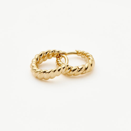 Solid Gold Twisted Huggies | 9k Yellow Gold Earrings Missoma 