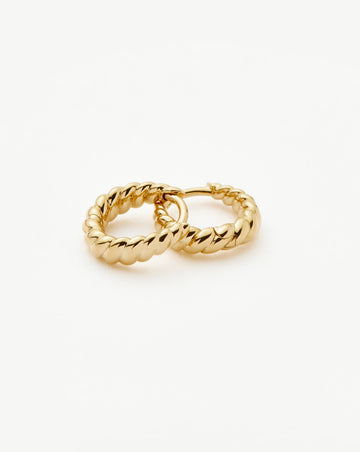 Solid Gold Twisted Huggies | 9k Yellow Gold Earrings Missoma 