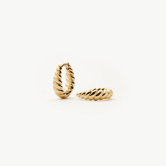 Solid Gold Twisted Huggies | 9k Yellow Gold Earrings Missoma 