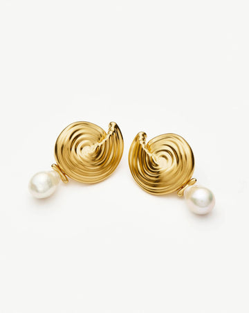 Spiral Detachable Pearl Drop Earrings | 18k Gold Plated Earrings Missoma 