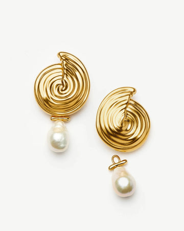 Spiral Detachable Pearl Drop Earrings | 18k Gold Plated Earrings Missoma 