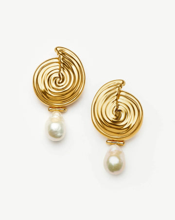 Spiral Detachable Pearl Drop Earrings | 18k Gold Plated Earrings Missoma 