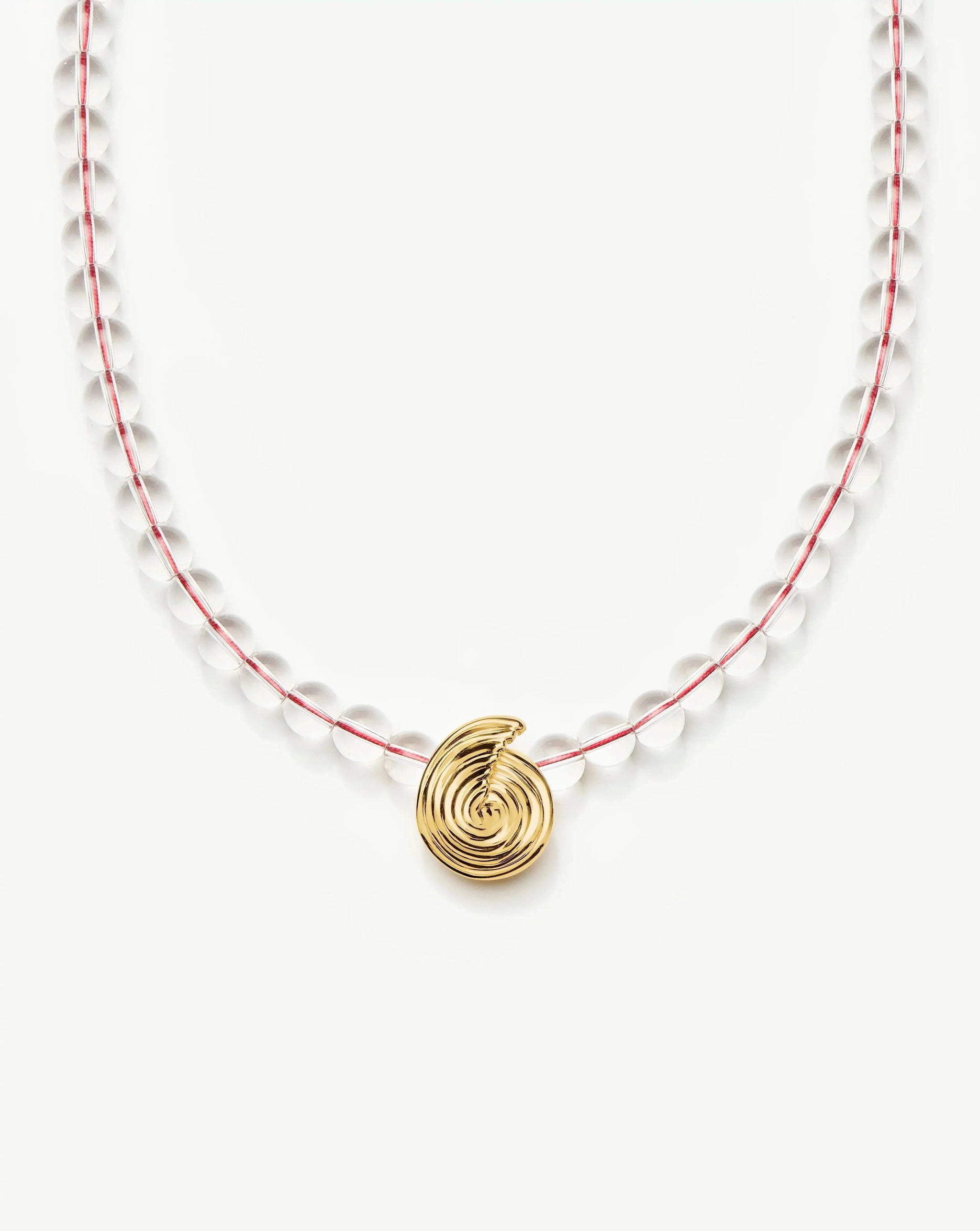 Spiral Gemstone Beaded Pendant Necklace | 18k Gold Plated/Clear Crystal Quartz Necklaces Missoma 