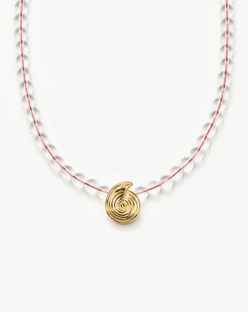 Spiral Gemstone Beaded Pendant Necklace | 18k Gold Plated/Clear Crystal Quartz Necklaces Missoma 