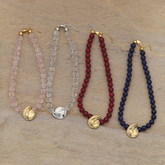 Spiral Gemstone Beaded Pendant Necklace | 18k Gold Plated/Clear Crystal Quartz Necklaces Missoma 