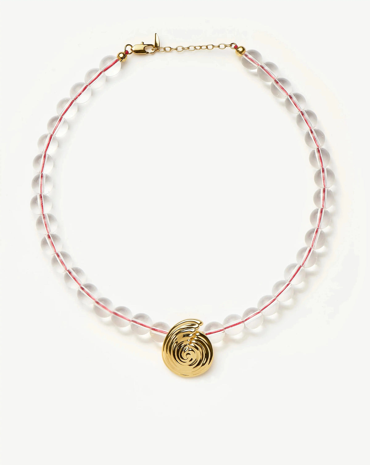 Spiral Gemstone Beaded Pendant Necklace | 18k Gold Plated/Clear Crystal Quartz Necklaces Missoma 