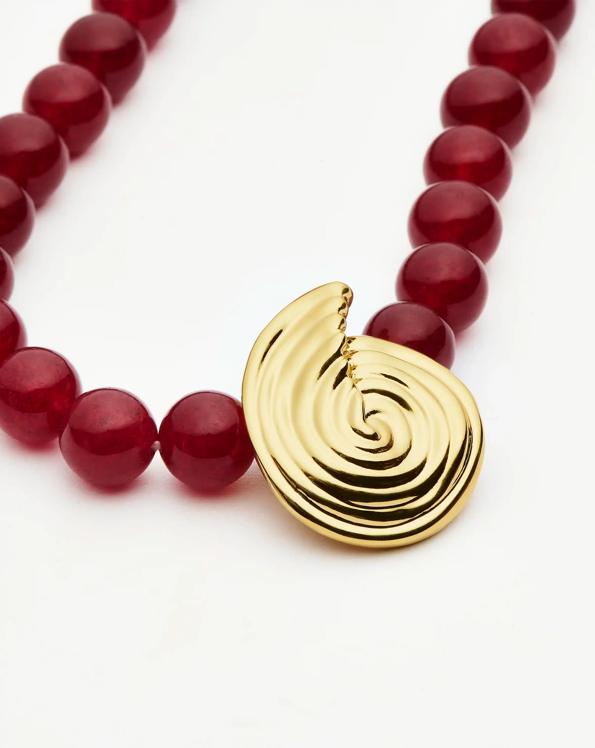 Spiral Gemstone Beaded Pendant Necklace | 18k Gold Plated/Dark Cherry Crystal Quartz Necklaces Missoma 