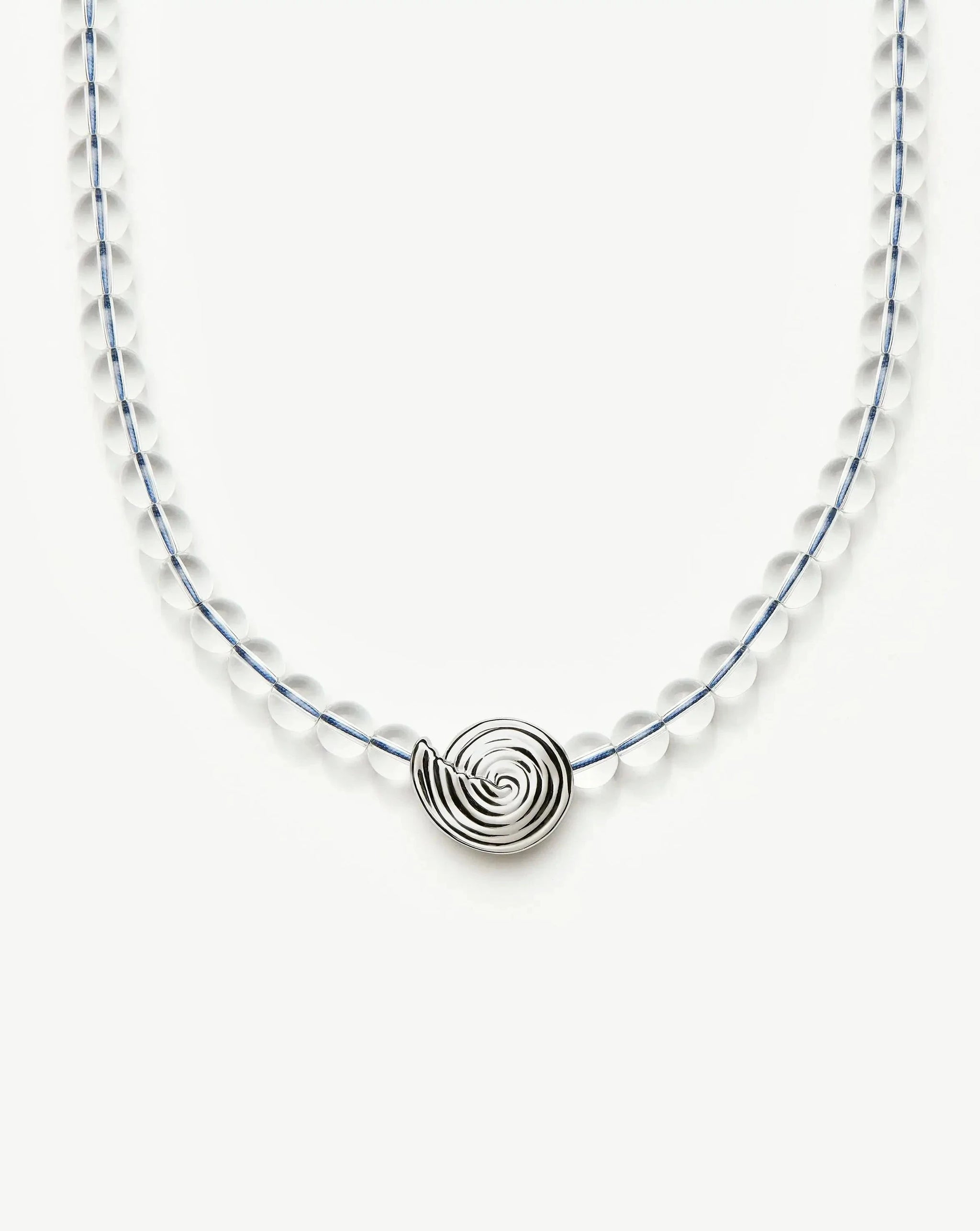 Spiral Gemstone Beaded Pendant Necklace | Silver Plated/Clear Crystal Quartz Necklaces Missoma 