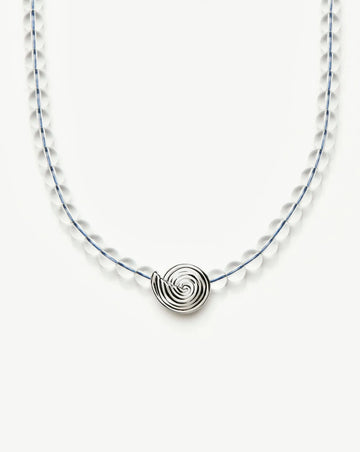 Spiral Gemstone Beaded Pendant Necklace | Silver Plated/Clear Crystal Quartz Necklaces Missoma 