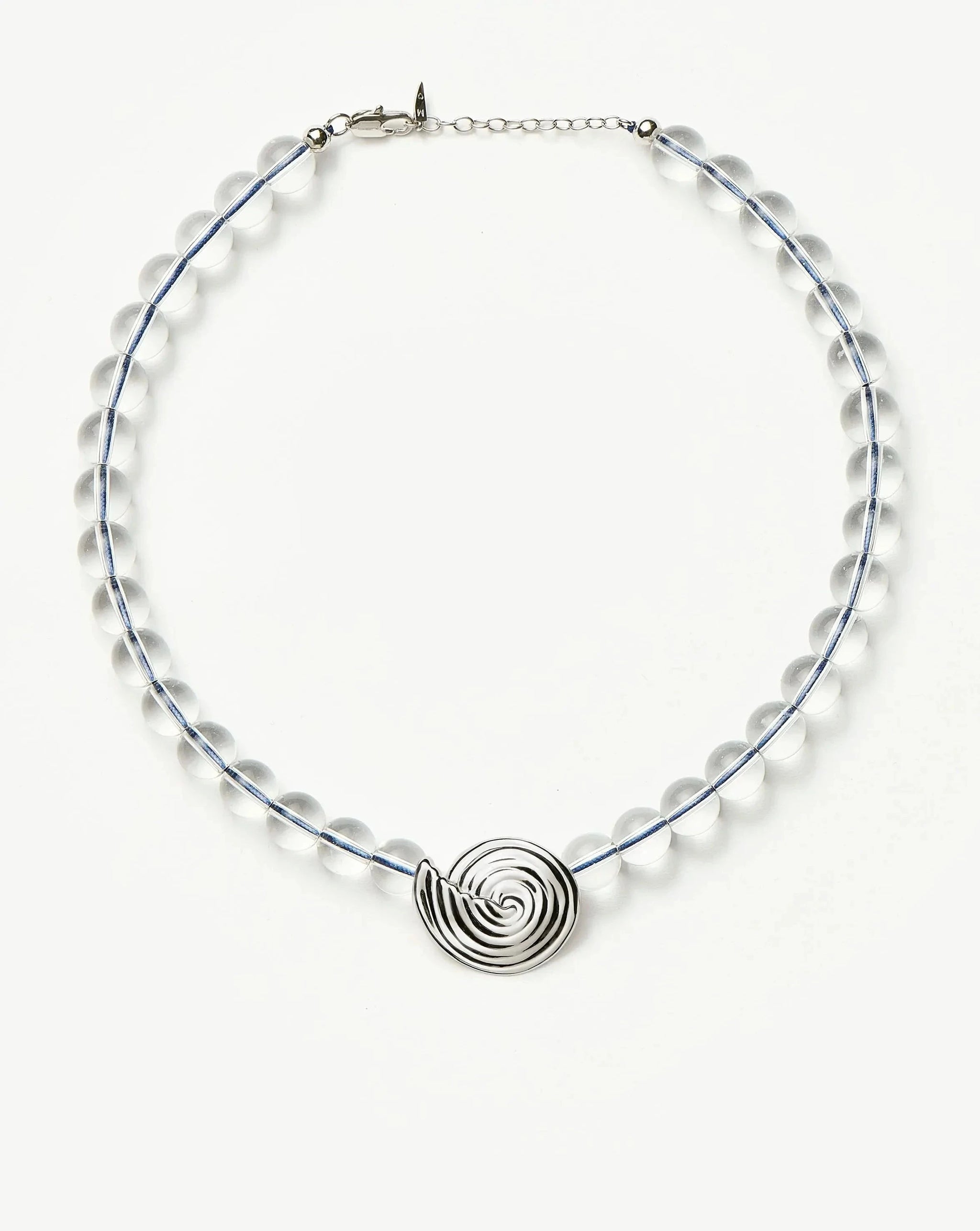 Spiral Gemstone Beaded Pendant Necklace | Silver Plated/Clear Crystal Quartz Necklaces Missoma 