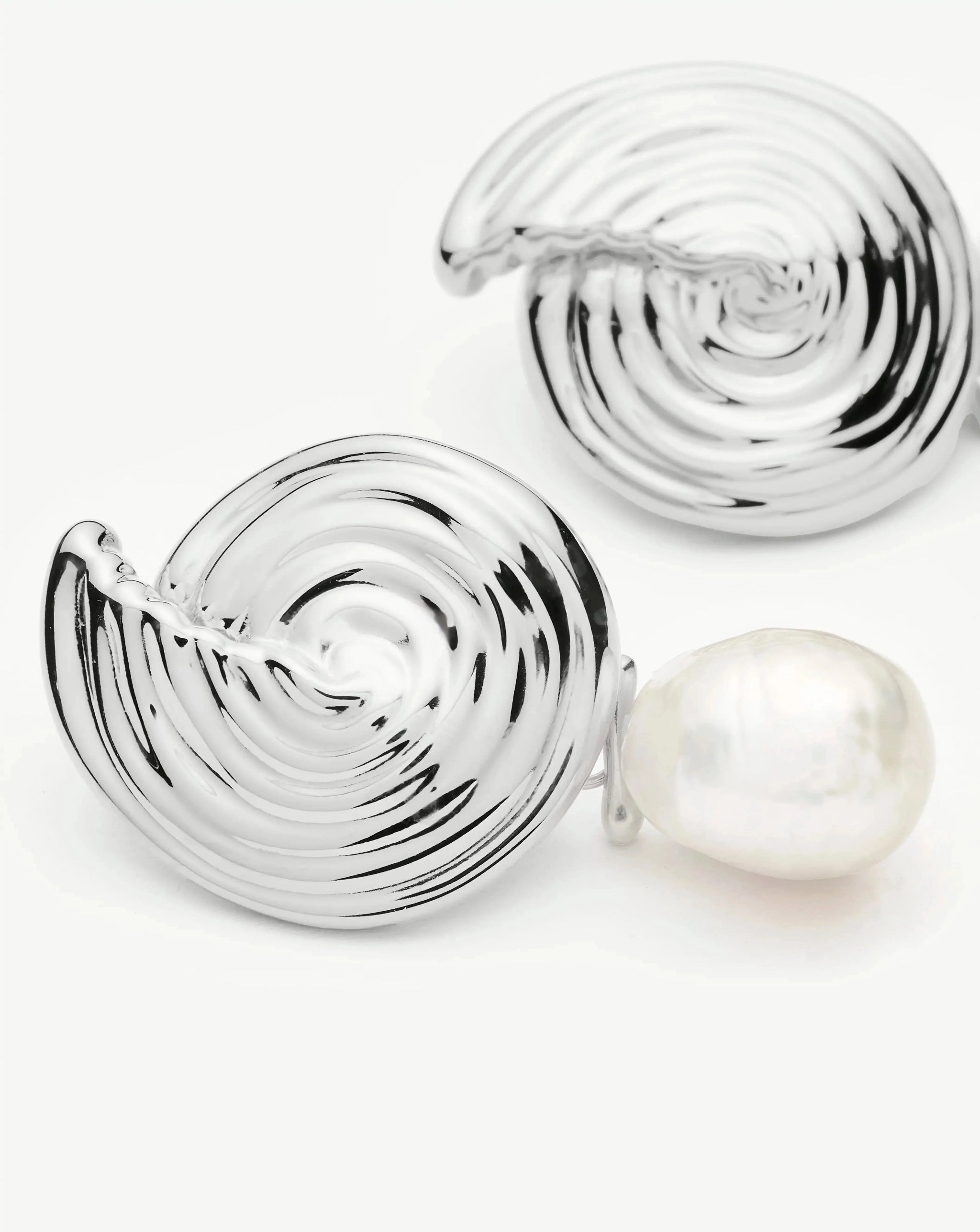 Spiral Interchangeable Pearl Drop Earrings | Silver Plated Earrings Missoma 