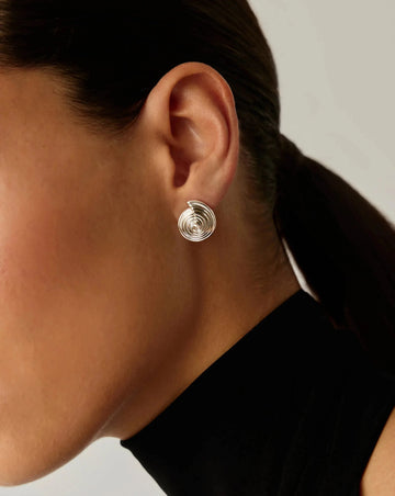 Spiral Small Stud Earrings | Silver Plated Earrings Missoma 