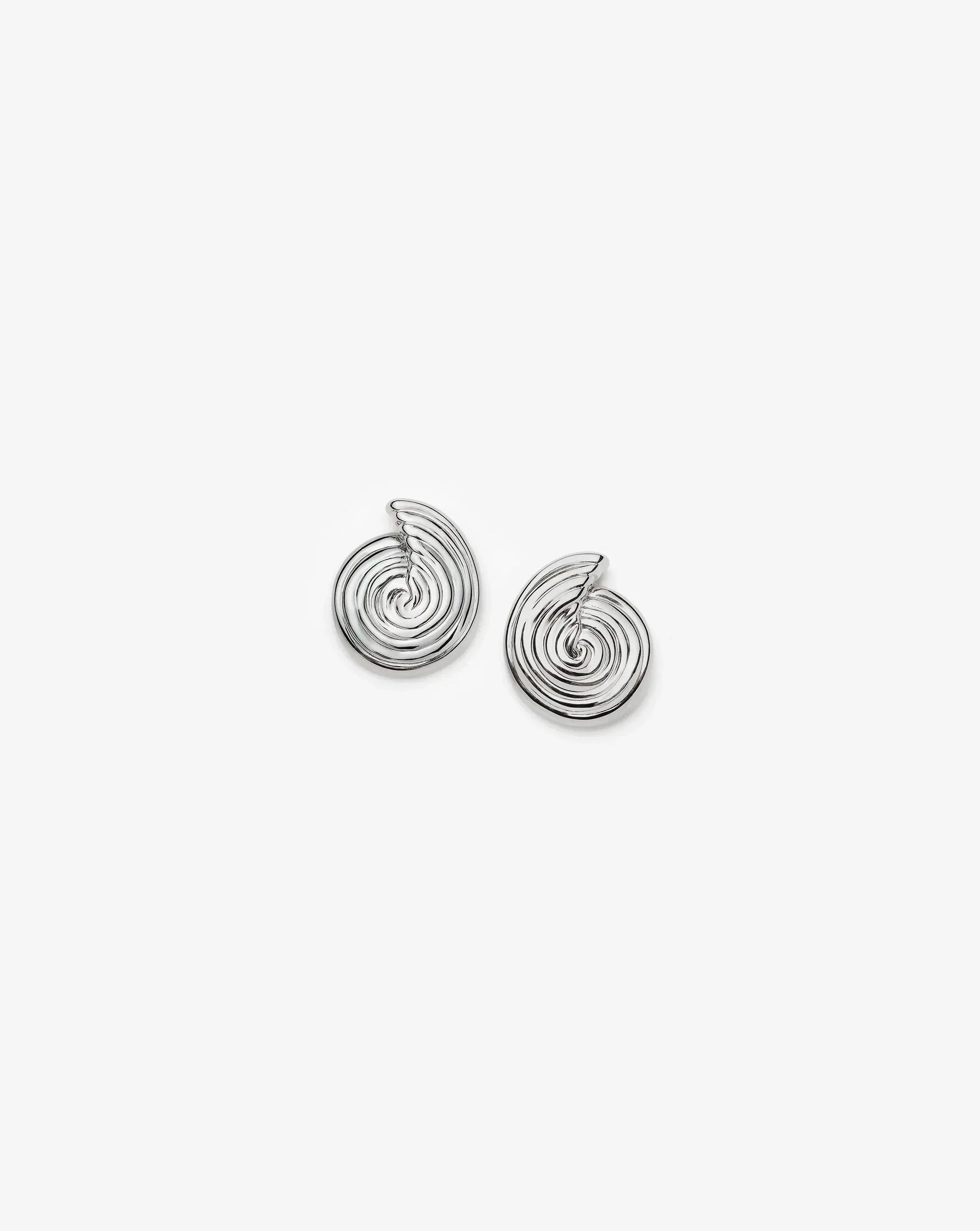 Spiral Small Stud Earrings | Silver Plated Earrings Missoma 