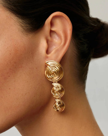Spiral Statement Drop Earrings | 18k Gold Plated Earrings Missoma 